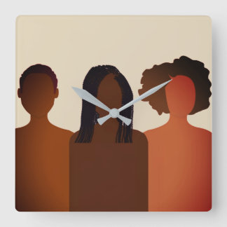 Relógio Quadrado Natural Hair Wall Clock