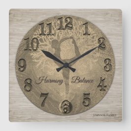Relógio Quadrado Nature Yoga Tree of Life