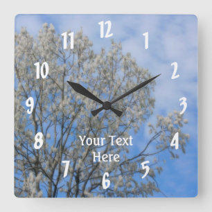 Relógio Quadrado Natureza do céu azul do fluff da árvore de álam