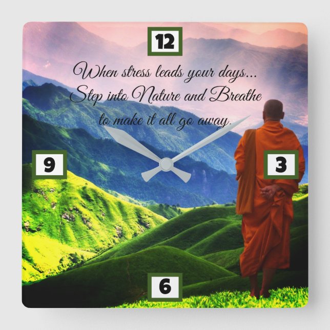 Relógio Quadrado Natureza Sabedoria (Frente)