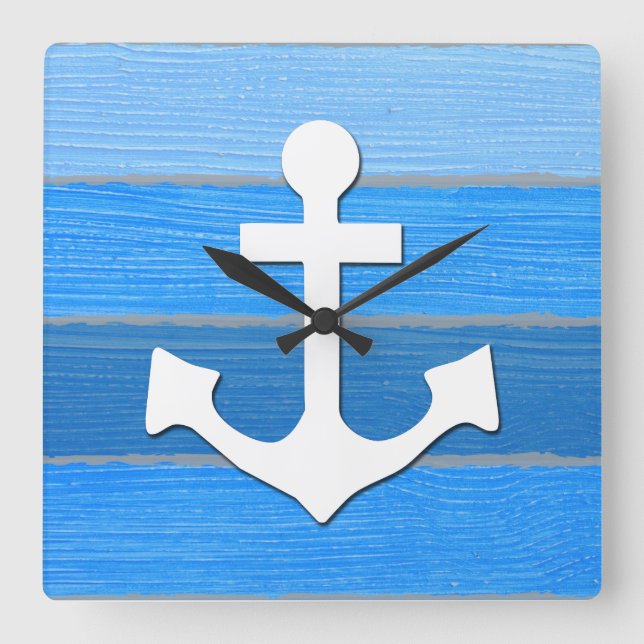 Relógio Quadrado Nautical themed design (Frente)