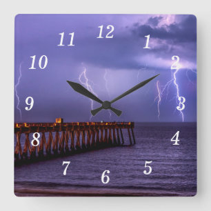 Relógio Quadrado Navarre Florida Lightning Storm Wall Clock