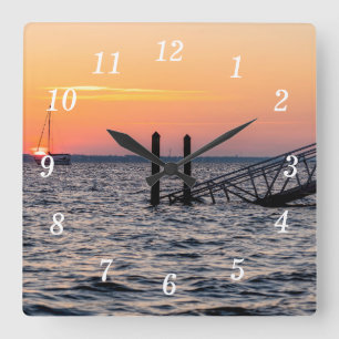 Relógio Quadrado Navarre Florida Papais noeis Rosa Sunrise Wall Clo