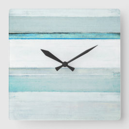 Relógio Quadrado 'Navegar' Arte Abstrato Azul