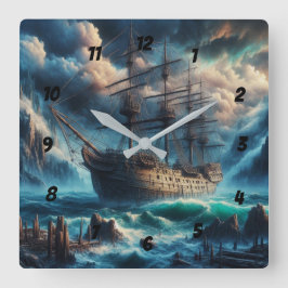 Relógio Quadrado Navio Fantasma Mary Celeste Assombrando Mistério M