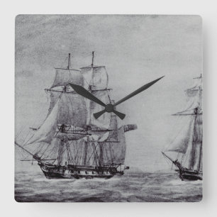 Relógio Quadrado Navios Gráficos de Arte Fina Oceanic Trek