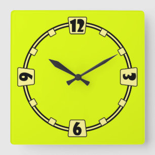 Relógio Quadrado neon Cor brilhante do limão amarelo fluorescente