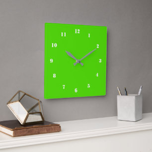 Relógio Quadrado Neon Green Clock - Cor Personalizada Design