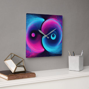 Relógio Quadrado Neon Harmony: Uma Interpretação Moderna de Yin Yan