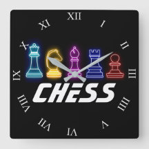 Neon Lights Chess Pieds Chess Queen