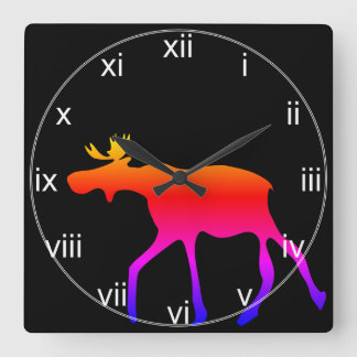 Relógio Quadrado Neon Moose Wall Clock