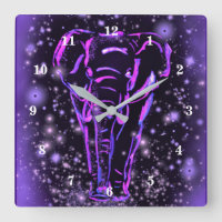 Neon Purple Elephant Andando À Noite Estrelada