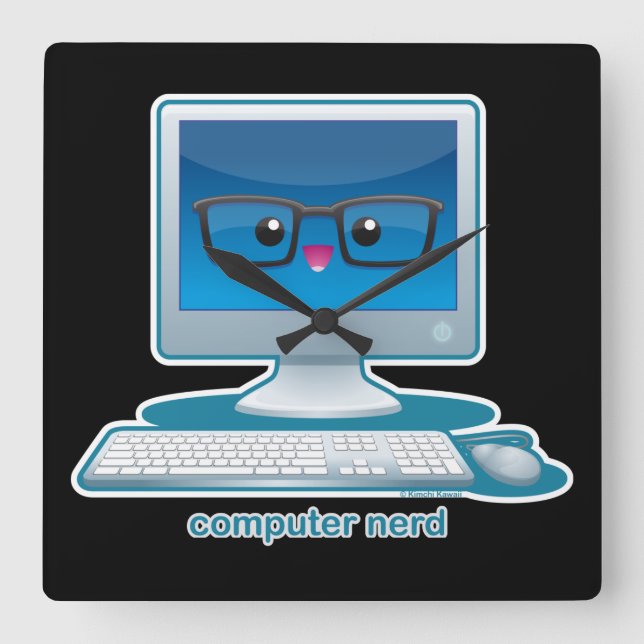 Relógio Quadrado Nerd do computador (Frente)
