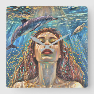 Relógio Quadrado "Nerena" Baixo de Águas Estáticas