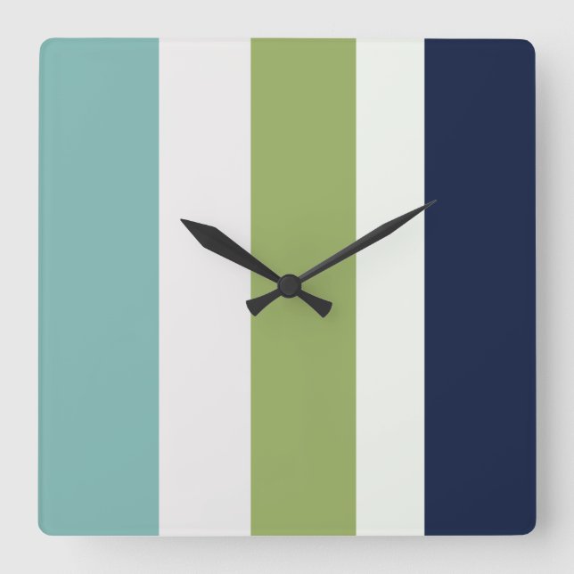 Relógio Quadrado Netuno, Seashell, Greve Verde e Marinho (Frente)