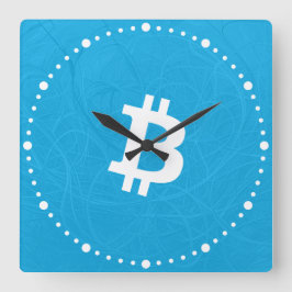 Relógio Quadrado Neurônio Bitcoin Azul