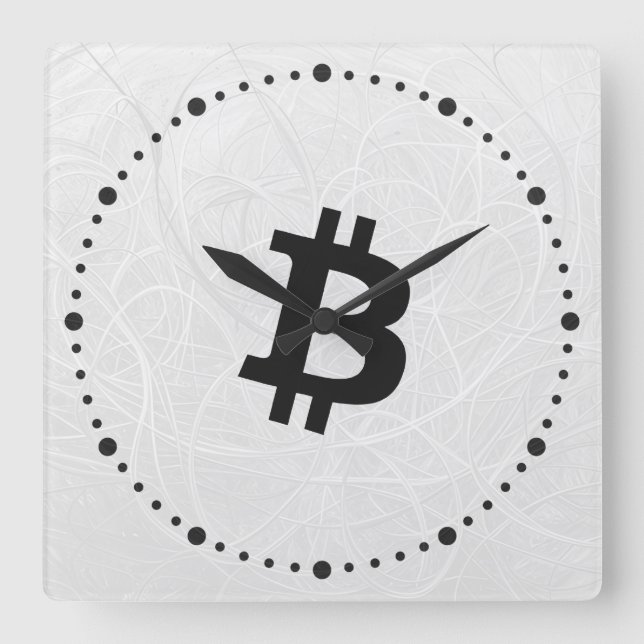 Relógio Quadrado Neurônio Bitcoin Branco (Frente)