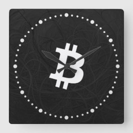 Relógio Quadrado Neurônio Preto Bitcoin