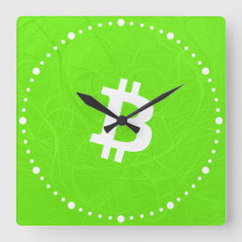 Relógio Quadrado Neurônio Verde Bitcoin