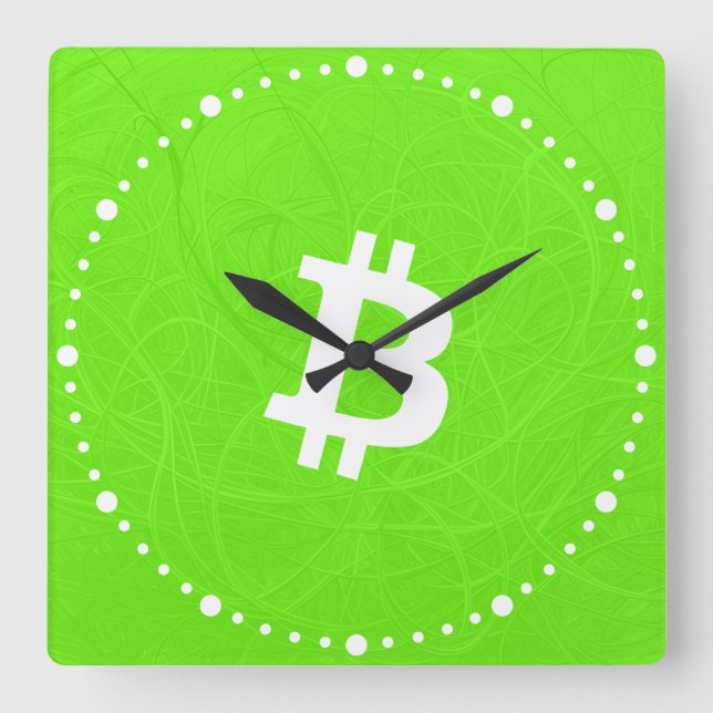 Relógio Quadrado Neurônio Verde Bitcoin (Frente)