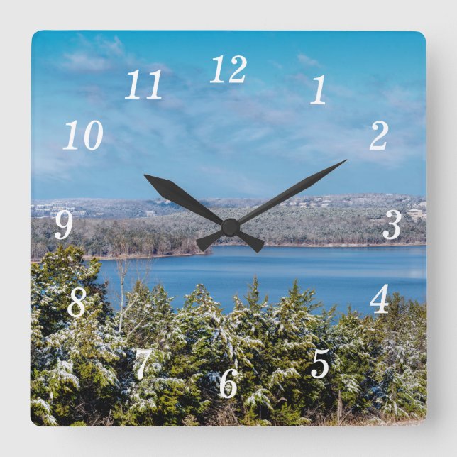 Relógio Quadrado Neve Dublando Em Mesa Rock Lake Wall Clock (Frente)