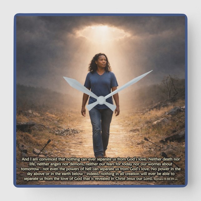 Relógio Quadrado Never separated from God (Frente)