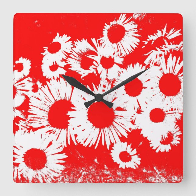 Relógio Quadrado New England Wild Aster (Frente)