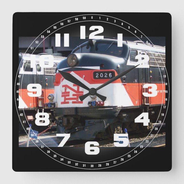 Relógio Quadrado New Haven Railroad, C-DOT FL 9M 2026 Wall Clock (Frente)