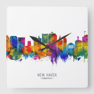 Relógio Quadrado New Haven Skyline