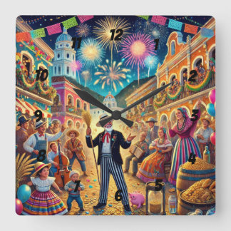Relógio Quadrado New Year's Eve Celebration El Año Viejo