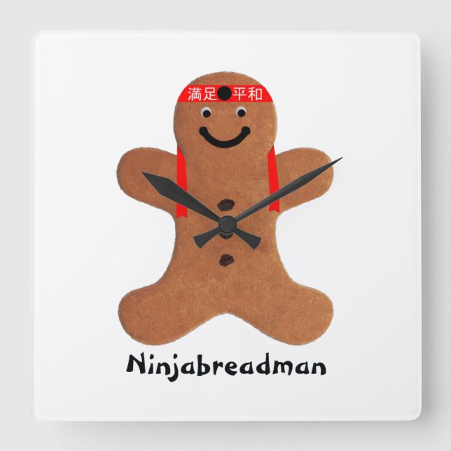 Relógio Quadrado Ninjabreadman biscuit (biscoito) Acrílico Wall Clo (Frente)