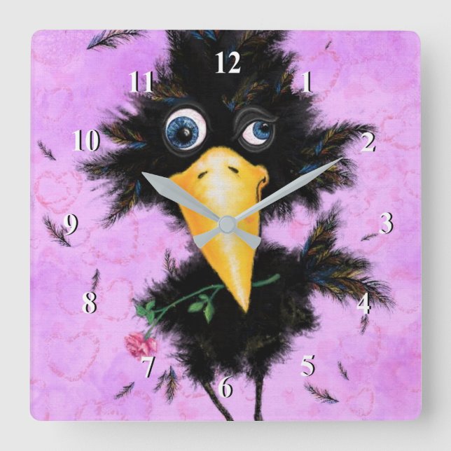 Relógio Quadrado No Amor Crow - Gentleman - Adicione Seu Texto / No (Frente)