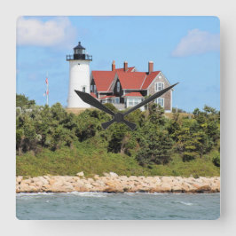 Relógio Quadrado Nobska Point Lighthouse, Massachusetts Wall Clock