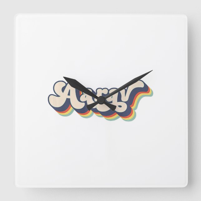 Relógio Quadrado Nome Aarav Nome Sobrenome Personalizado Aarav P (Frente)