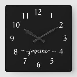 Relógio Quadrado Nome com Letra Minúscula Monograma Minimalista Fem