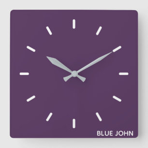 Relógio Quadrado Nome de cor azul John púrpura