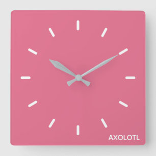 Relógio Quadrado Nome de cor rosa Axolotl