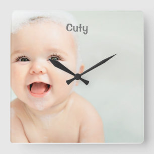 Relógio Quadrado Nome e foto personalizados do bebê