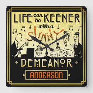 Relógio Quadrado nome ensolarado do costume da atitude do art deco