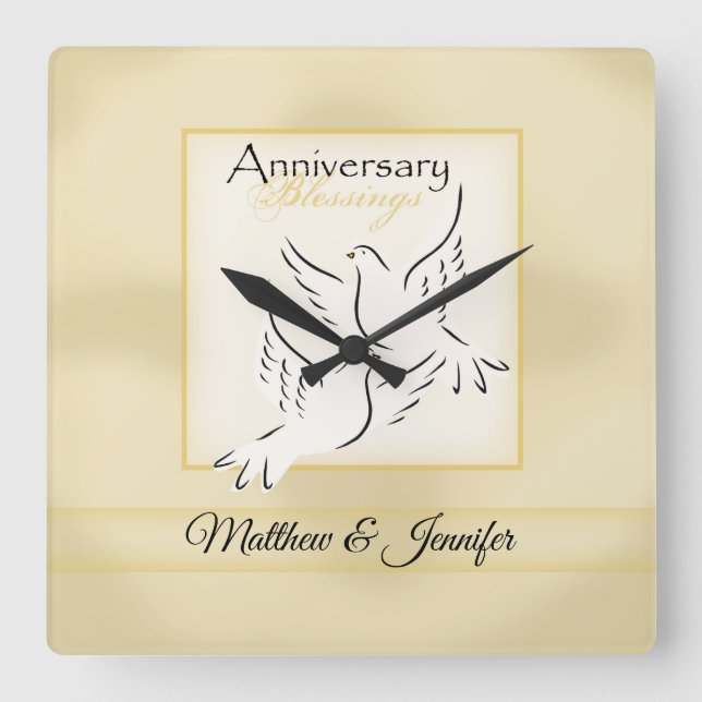 Relógio Quadrado Nome Personalizado, Bênçãos de Aniversário de Casa (Frente)