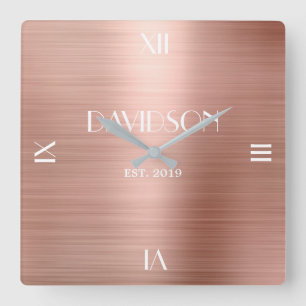 Relógio Quadrado Nome Personalizado Brugado Metal Personalizado Acr