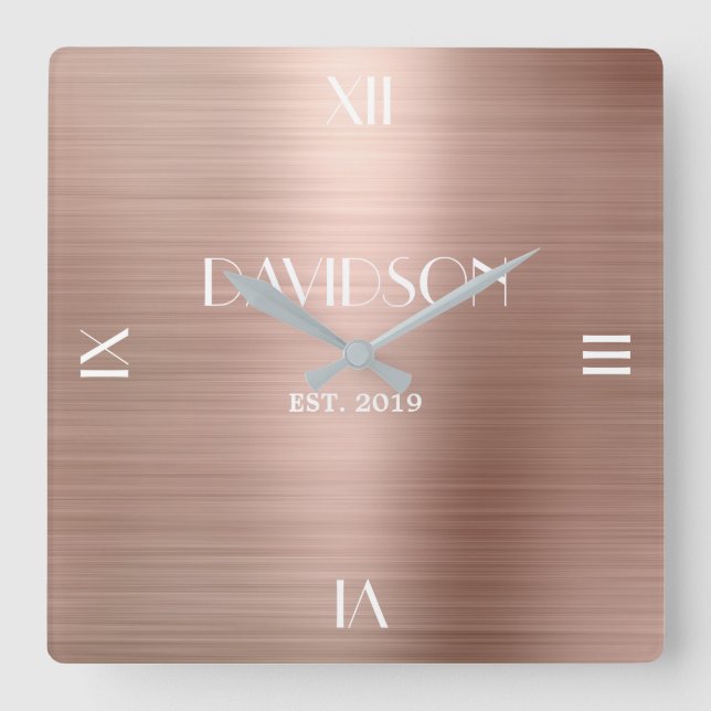 Relógio Quadrado Nome Personalizado Brugado Metal Personalizado Acr (Frente)