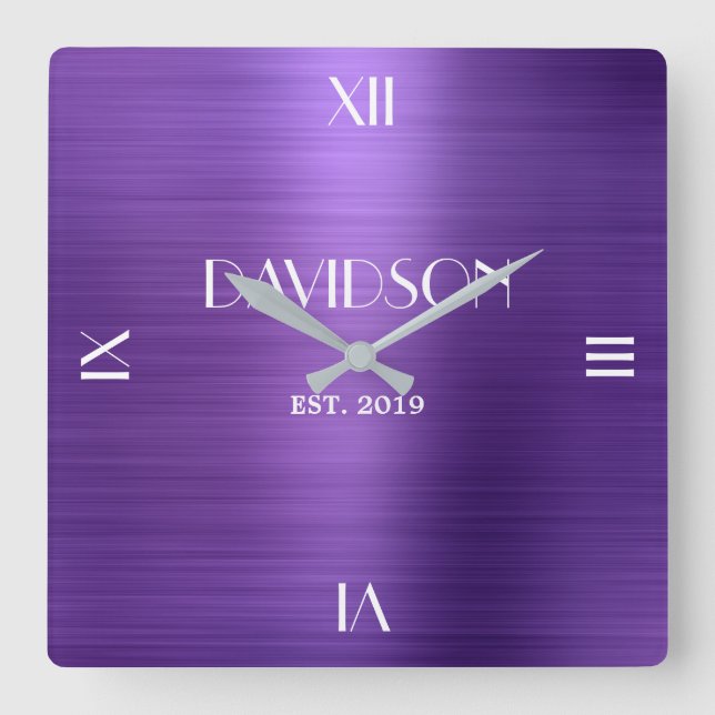 Relógio Quadrado Nome Personalizado Brugado Metal Personalizado Acr (Frente)