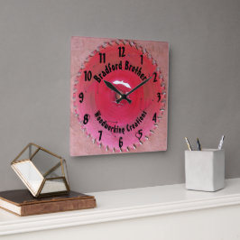 Relógio Quadrado Nome Personalizado da lâmina Red Saw do Handyman W
