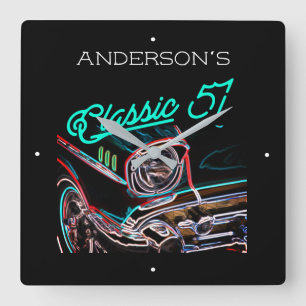 Relógio Quadrado Nome Personalizado De Carro Clássico De Chevy De 