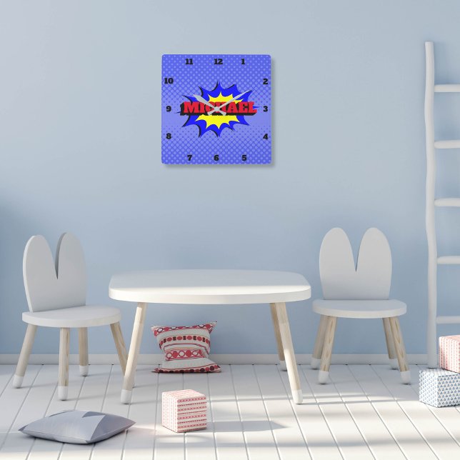 Relógio Quadrado Nome Personalizado do Livro Personalizado de Crian (Criador carregado)