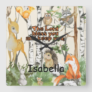 Relógio Quadrado Nome Personalizado Wall Clock Christian Gift