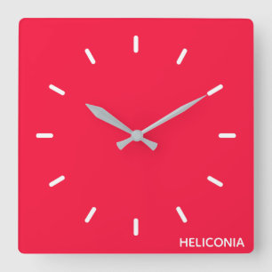 Relógio Quadrado Nome vermelho de Heliconia