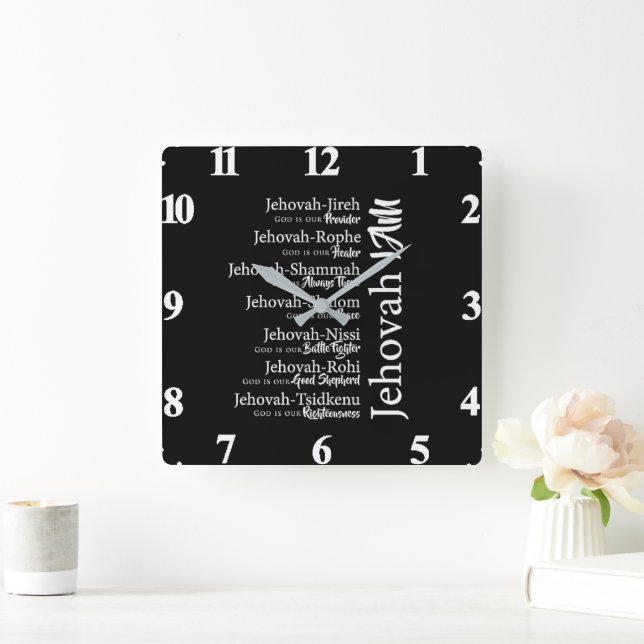 Relógio Quadrado Nomes de Jeová (Lar)