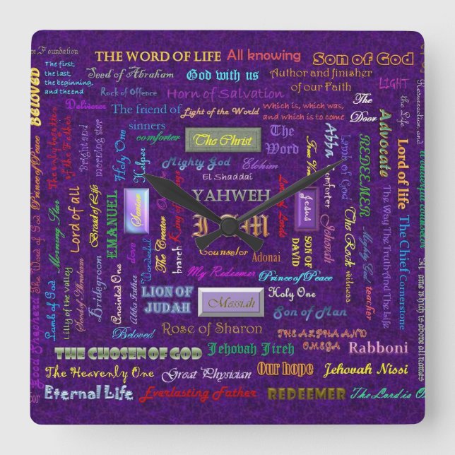 Relógio Quadrado nomes do pulso de disparo de parede do deus (Frente)